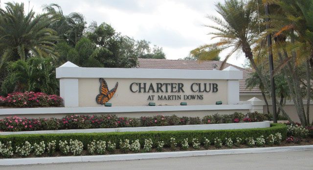 Charter Club sign at community entrance